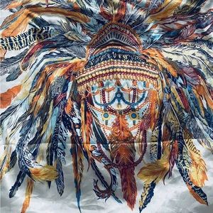 Versatile Bandana Wrap Shawl 35x 35”; Feathers, Headdress Image